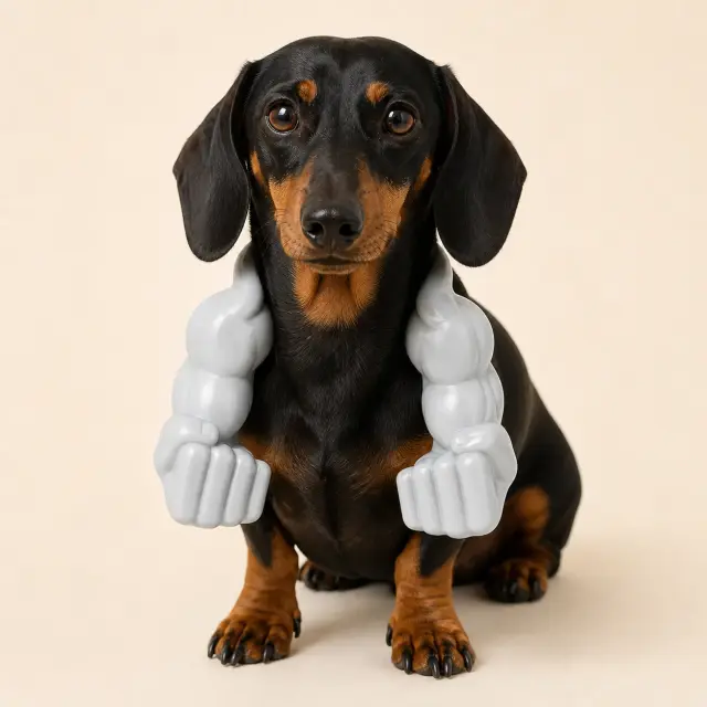 Doxie Muscles – Funny Muscle Arms Pet Photo Prop