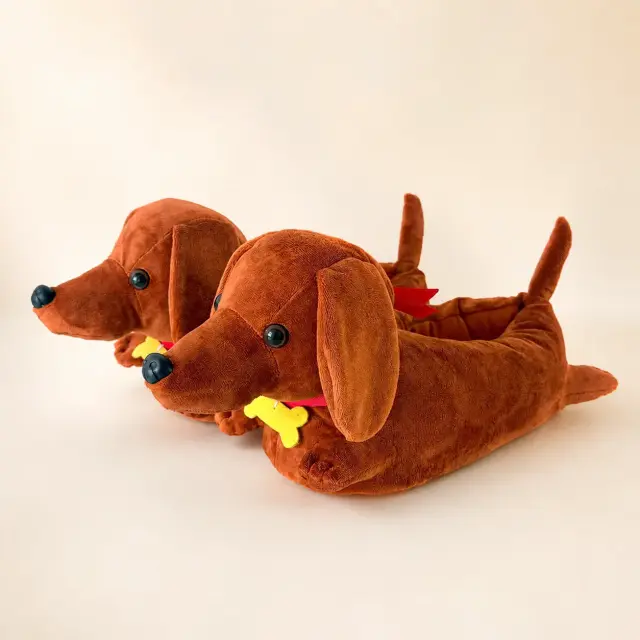 Dachshund Plush Slippers for Cozy Home Days