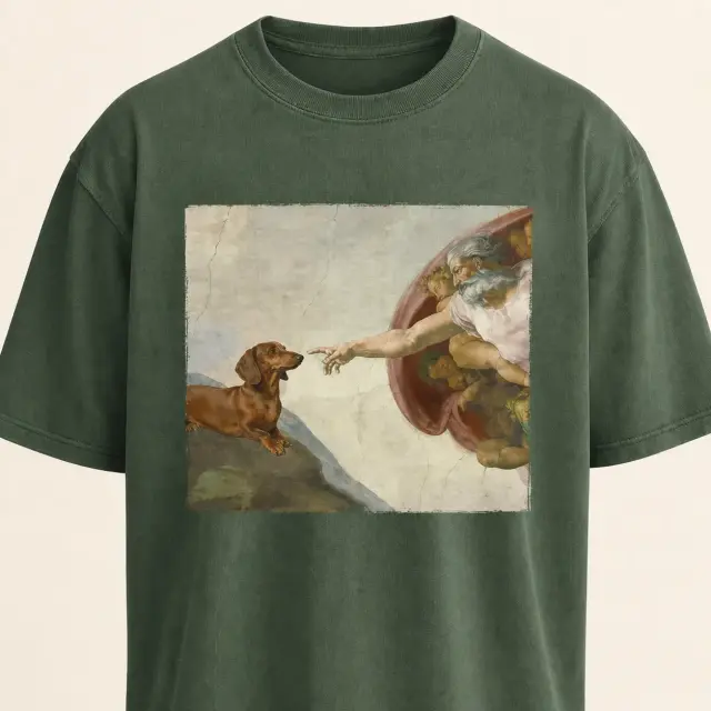 Dachshund Creation of Adam Graphic T-Shirt