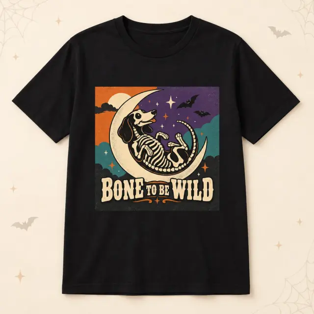 Bone to Be Wild Dachshund Halloween T-Shirt