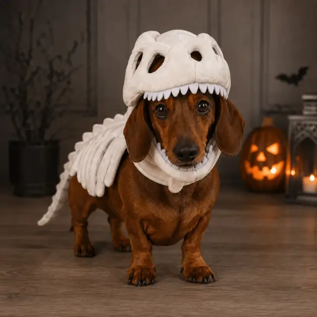 Doxie Skeleton Dino Costume